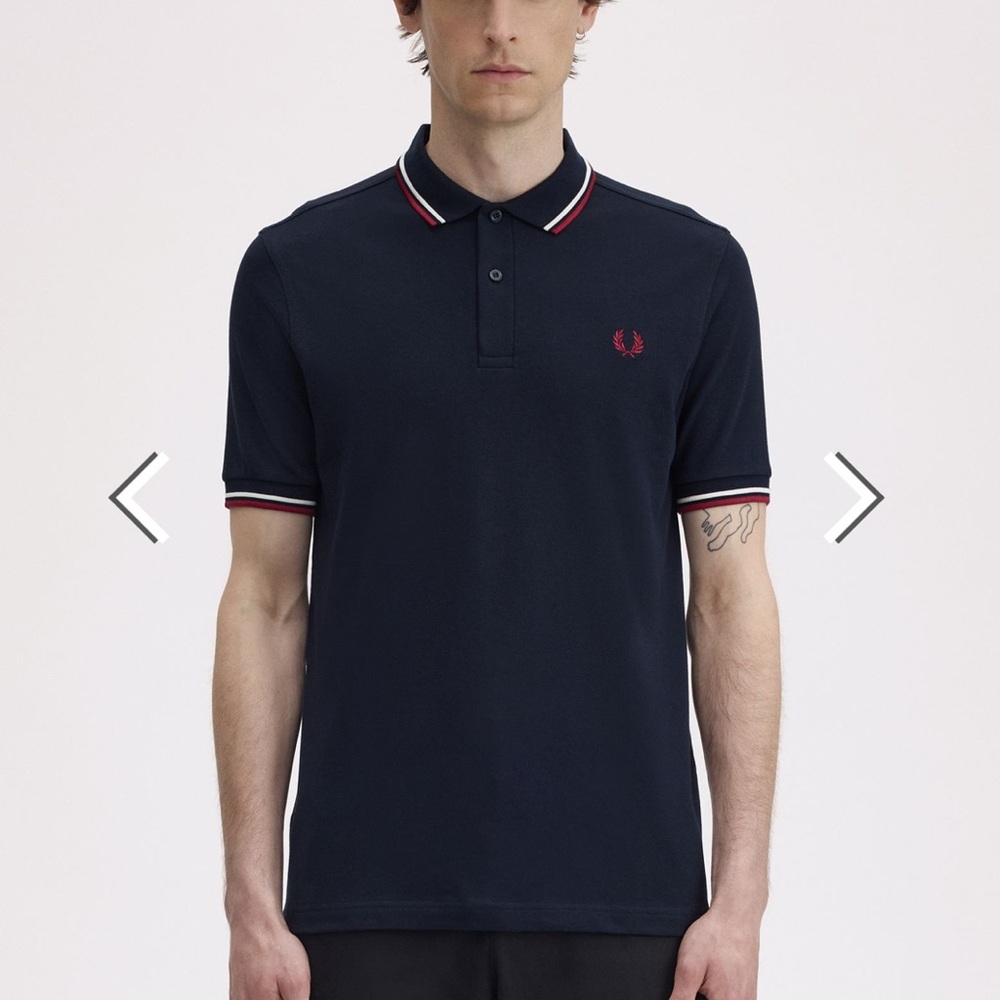 Fred Perry Dark Blue Polo with Red and White Trim